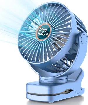 Mini Clip on Fan, Battery Operated Desk Fan, Digital display3 Speeds Adjustable, Bidirectional 360  Adjustable, Super strong wind, Portable Fan for Home Office Stroller Camping Mini handheld fan for personal cooling