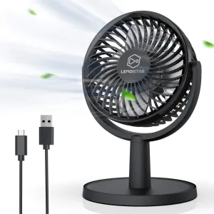 Mini Desk Fan, USB Powered Desktop Fan with 4 Speeds, Small but Powerful Strong Airflow Work Quiet, 310 Adjustment, Portable Personal Air Circulator Fan for DesktopTable Office Bedroom-Black USB desktop fan for workspace