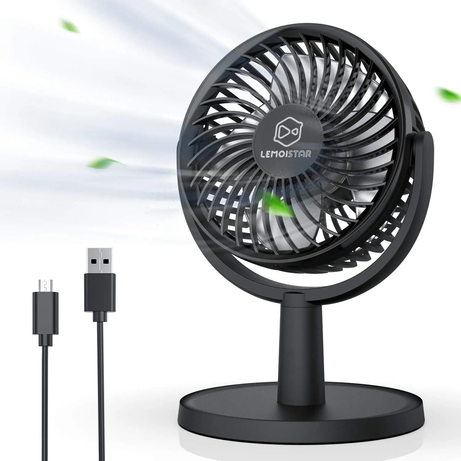 Mini Desk Fan, USB Powered Desktop Fan with 4 Speeds, Small but Powerful Strong Airflow Work Quiet, 310 Adjustment, Portable Personal Air Circulator Fan for DesktopTable Office Bedroom-Black USB desktop fan for workspace