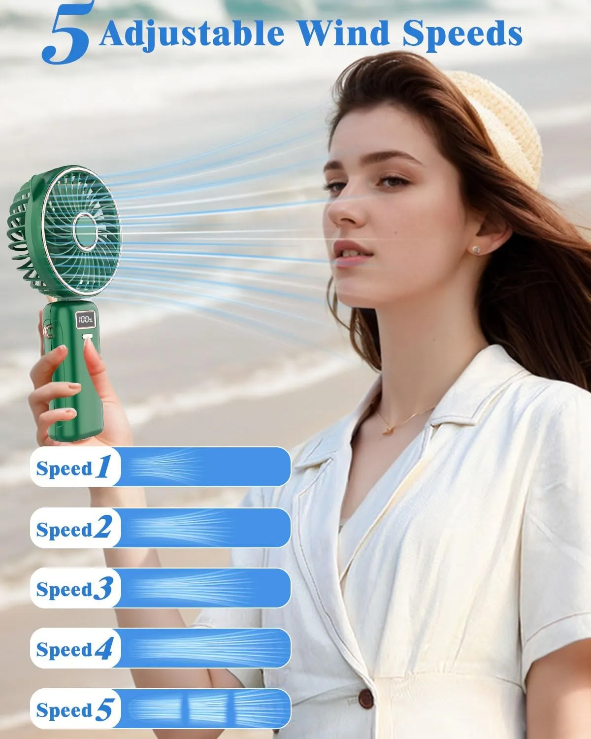 Mini Fan,Small Hand Fans with Pedestal,USB Battery Powered Eyelash Folding Lanyard Silent Cordless Fan,Handheld/Neck/Desk 3 in 1 Personal Portable Fans Rechargeable for Girls Women Outside Indoor