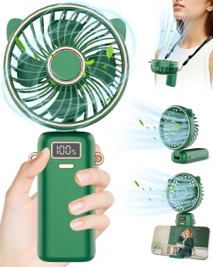 Mini Fan,Small Hand Fans with Pedestal,USB Battery Powered Eyelash Folding Lanyard Silent Cordless Fan,Handheld/Neck/Desk 3 in 1 Personal Portable Fans Rechargeable for Girls Women Outside Indoor Neck fan for hands-free comfort