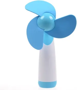 Mini Handheld Fan Personal Fan Battery Soft Foam Blades Powered for Home and Travel (Blue 1pcs) Fan with safety blade design