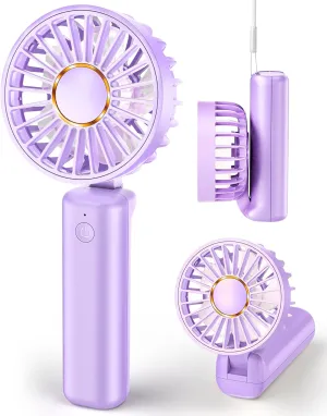 Mini Handheld Fan, Portable Hand Fan Electric Battery Operated 180 Ratotion, 3 Speeds, 2000mAh USB Rechargeable Personal Eyelash Makeup Fans for Women Girl Mini handheld fan for personal cooling