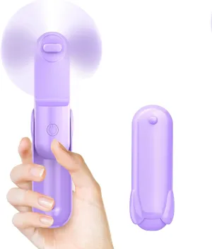 Mini Handheld Fan, Portable Hand Fan with USB Rechargeable, 2000 mAh Battery Operated, 3 Speeds Adjustable, 2 IN 1 Small Personal Pocket Fan for Women Girls Travel Outdoor Neck fan for hands-free comfort