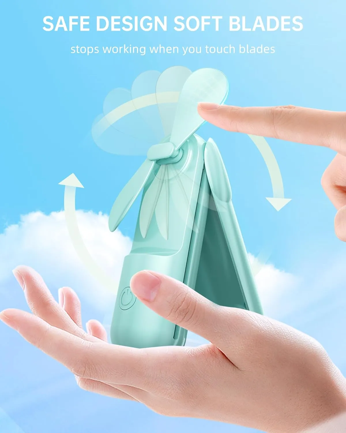 Mini Handheld Fan, Portable Hand Fan with USB Rechargeable, 2000 mAh Battery Operated, 3 Speeds Adjustable, 2 IN 1 Small Personal Pocket Fan for Women Girls Travel Outdoor