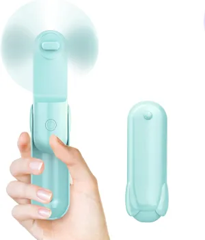 Mini Handheld Fan, Portable Hand Fan with USB Rechargeable, 2000 mAh Battery Operated, 3 Speeds Adjustable, 2 IN 1 Small Personal Pocket Fan for Women Girls Travel Outdoor Neck fan for hands-free comfort