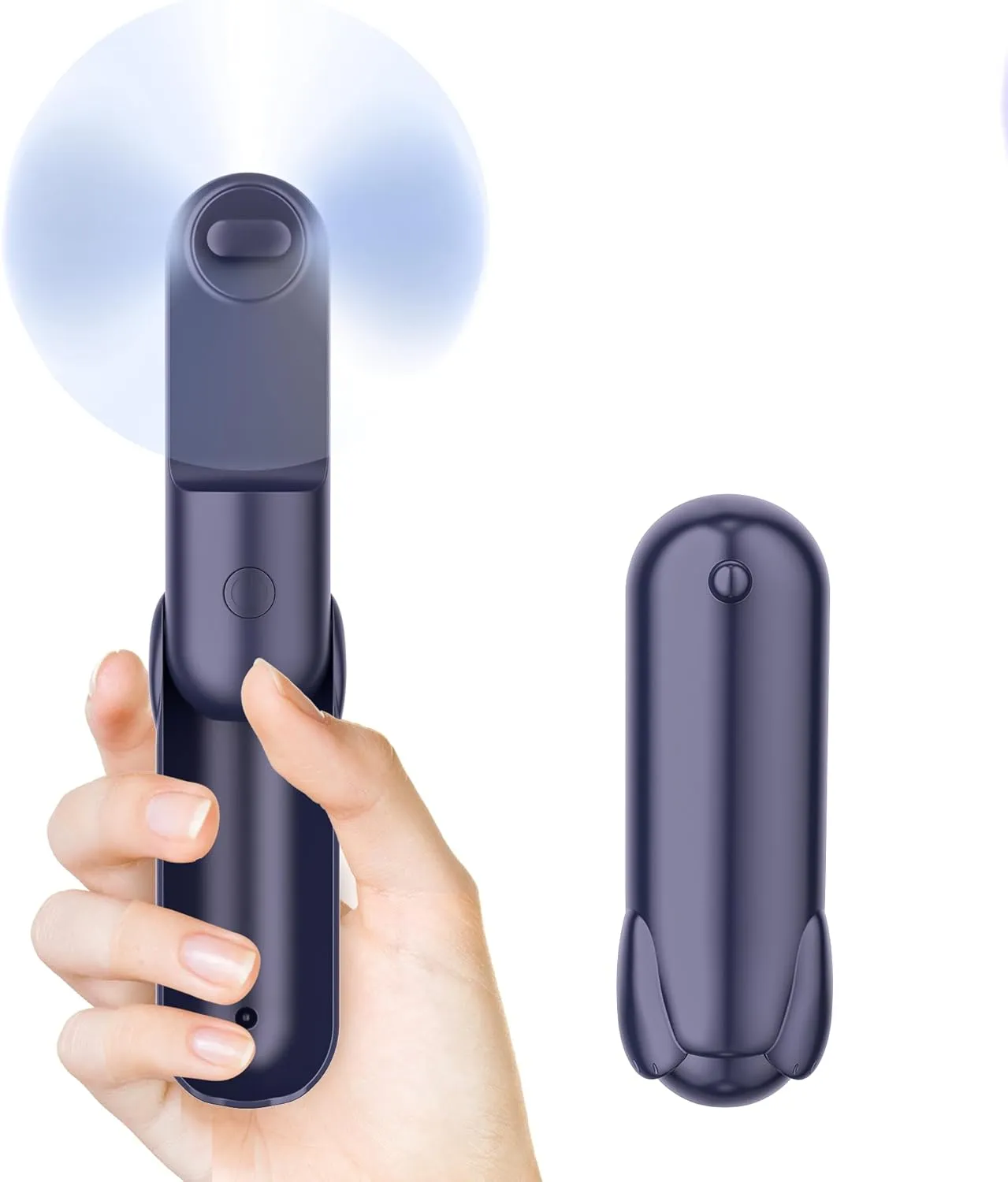 Mini Handheld Fan, Portable Hand Fan with USB Rechargeable, 2000 mAh Battery Operated, 3 Speeds Adjustable, 2 IN 1 Small Personal Pocket Fan for Women Girls Travel Outdoor Neck fan for hands-free comfort