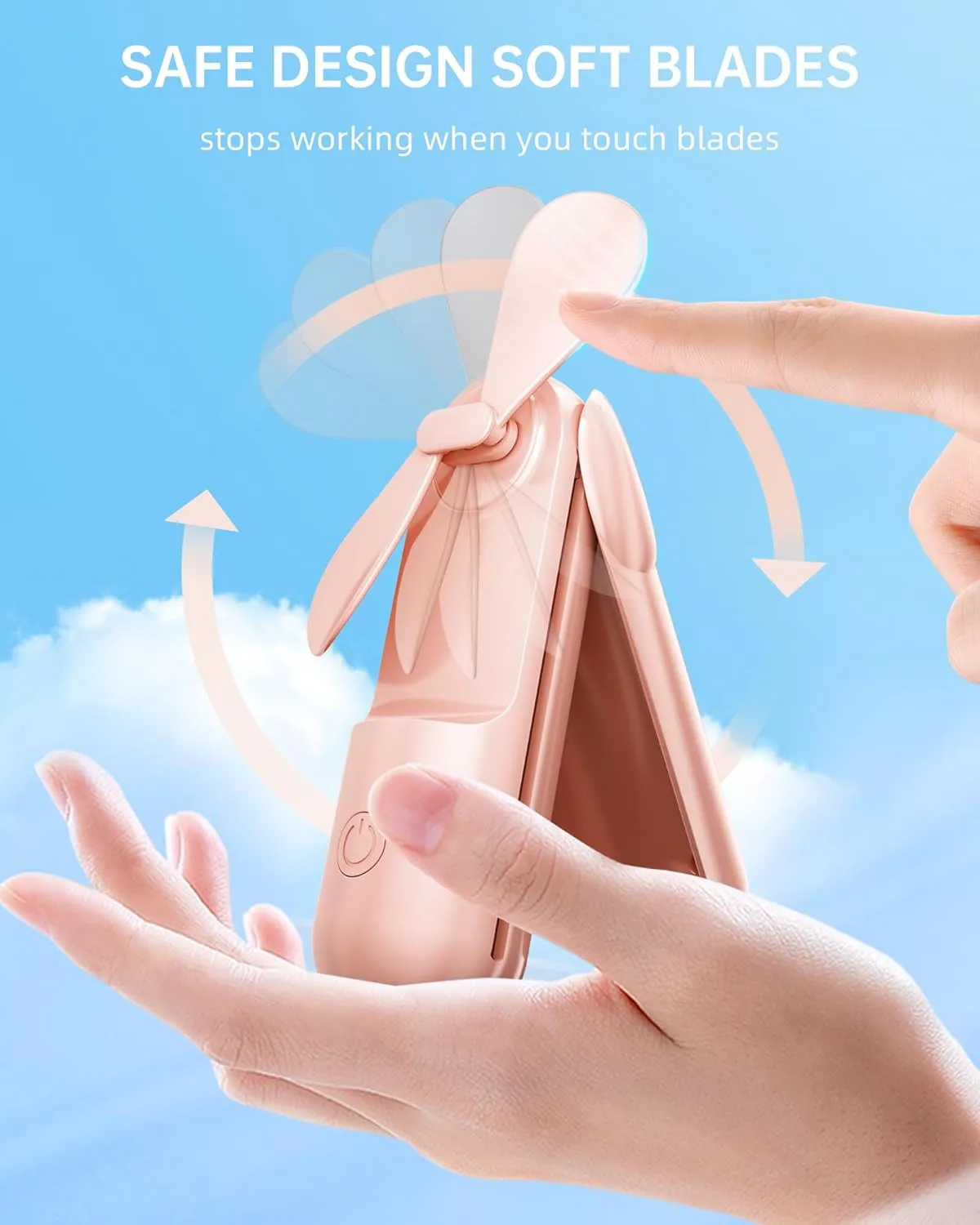 Mini Handheld Fan, Portable Hand Fan with USB Rechargeable, 2000 mAh Battery Operated, 3 Speeds Adjustable, 2 IN 1 Small Personal Pocket Fan for Women Girls Travel Outdoor