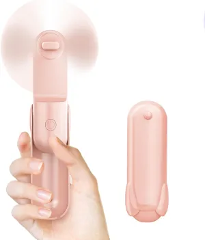 Mini Handheld Fan, Portable Hand Fan with USB Rechargeable, 2000 mAh Battery Operated, 3 Speeds Adjustable, 2 IN 1 Small Personal Pocket Fan for Women Girls Travel Outdoor Neck fan for hands-free comfort