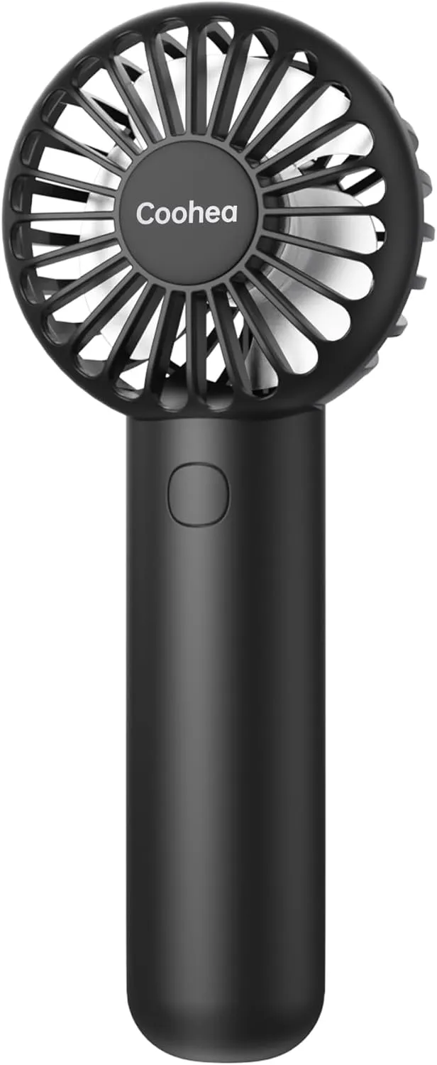 Mini Handheld Fan, Small Cute Design, 3 Powerful Speeds, USB Rechargeable Battery Operated, Personal Portable Fan with Base & Lanyard, for Eyelash Makeup Travel Beach Office Desk, Black Mini handheld fan for personal cooling