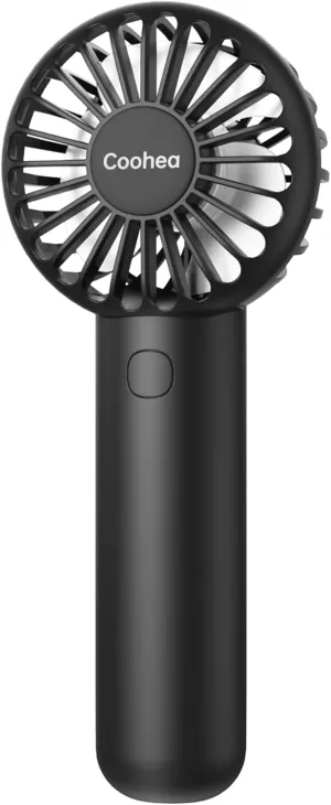 Mini Handheld Fan, Small Cute Design, 3 Powerful Speeds, USB Rechargeable Battery Operated, Personal Portable Fan with Base & Lanyard, for Eyelash Makeup Travel Beach Office Desk, Black Mini handheld fan for personal cooling