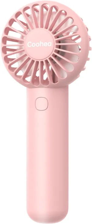 Mini Handheld Fan, Small Cute Design, 3 Powerful Speeds, USB Rechargeable Battery Operated, Personal Portable Fan with Base & Lanyard, for Eyelash Makeup Travel Beach Office Desk, Pink Mini handheld fan for personal cooling