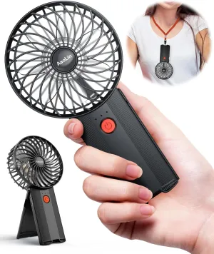 Mini Handheld Portable Foldable Small USB Rechargeable Personal Fan Neckable Desktop 4-speed 3-in-1 Mute Handheld Small Fan 6-15 Hours Continuity Suitable for Summer Travel Camping Outdoor Kids Neck fan for hands-free comfort