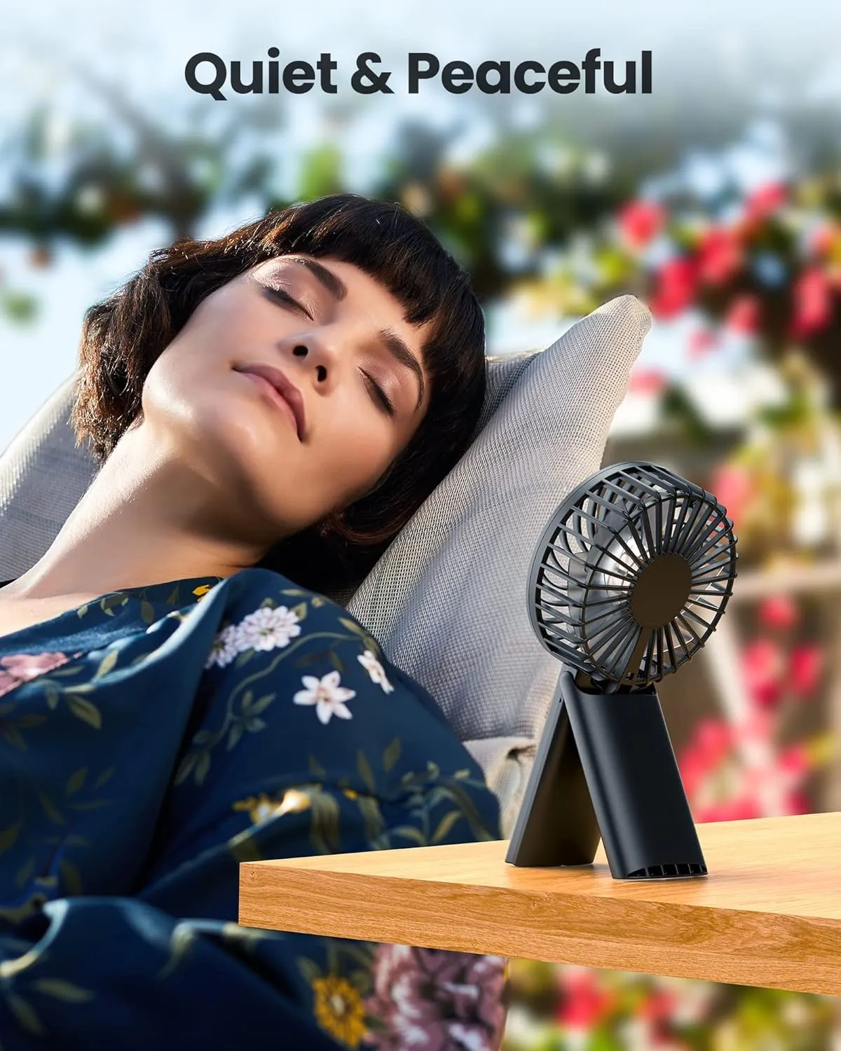 Mini Handheld Portable Foldable Small USB Rechargeable Personal Fan Neckable Desktop 4-speed 3-in-1 Mute Handheld Small Fan 6-15 Hours Continuity Suitable for Summer Travel Camping Outdoor Kids