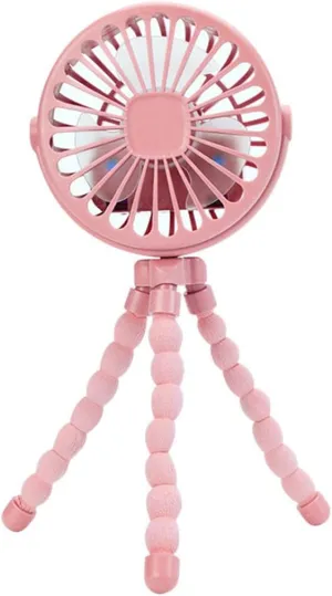 Mini Handheld Stroller Fan Octopus Fan Baby Fan with Flexible Tripod Wrapped on Stroller, Car Seat, Student Bed, Bike USB Rechargeable Fan, Desk Fan for Office and Baby Room (Pink 1500mAh Mini Fan) Octopus-shaped decorative fan