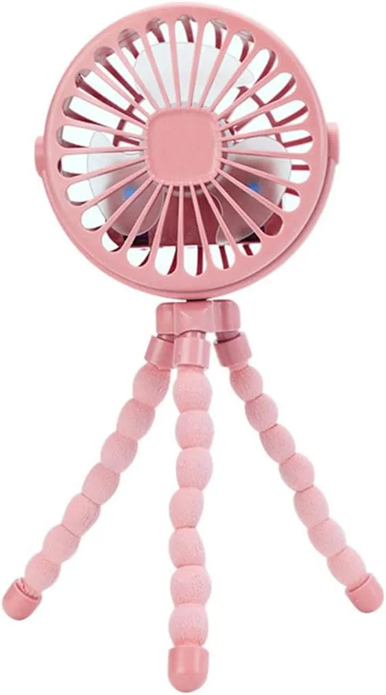Mini Handheld Stroller Fan Octopus Fan Baby Fan with Flexible Tripod Wrapped on Stroller, Car Seat, Student Bed, Bike USB Rechargeable Fan, Desk Fan for Office and Baby Room (Pink 1500mAh Mini Fan) Octopus-shaped decorative fan