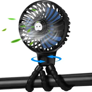 Mini Handheld Stroller Fan with Flexible Tripod, Battery Operated Baby Fan Adjustable 3 Speeds Personal Portable Fan, Car Seat Fan for Crib Bike Treadmill Golf Cart Travel Octopus-shaped decorative fan