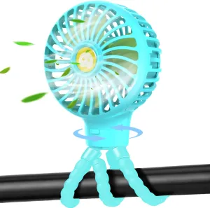 Mini Handheld Stroller Fan with Flexible Tripod, Battery Operated Baby Fan Adjustable 3 Speeds Personal Portable Fan, Car Seat Fan for Crib Bike Treadmill Golf Cart Travel Octopus-shaped decorative fan