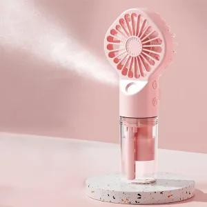 Mini Pocket USB Rechargeable Portable Misting Fan with 4 Adjustable Speeds, Battery Operated Personal Mister Fan Spray Water Mist for Outdoor Camping Travelling (Pink) Desktop fan with humidification feature