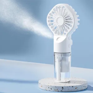 Mini Pocket USB Rechargeable Portable Misting Fan with 4 Adjustable Speeds, Battery Operated Personal Mister Fan Spray Water Mist for Outdoor Camping Travelling (White) Desktop fan with humidification feature