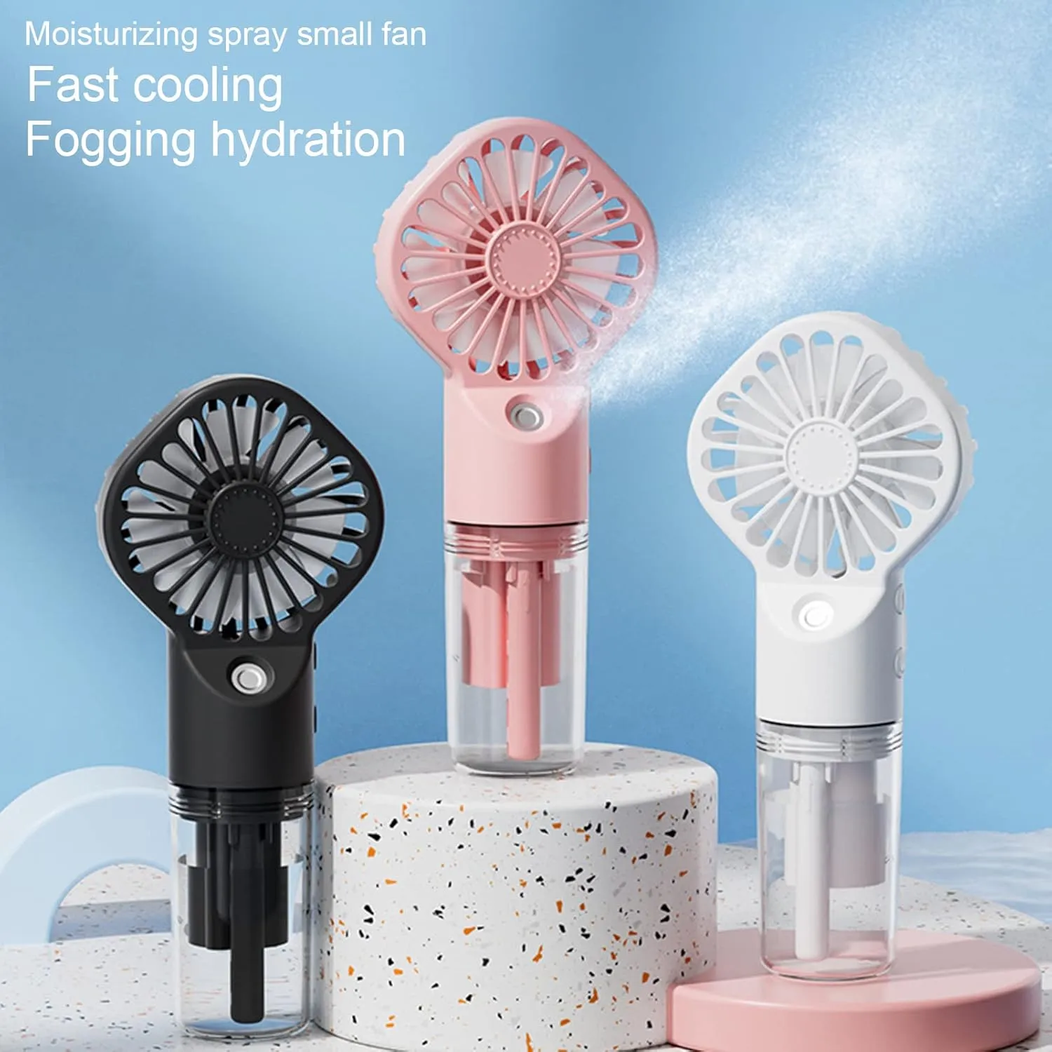 Mini Pocket USB Rechargeable Portable Misting Fan with 4 Adjustable Speeds, Battery Operated Personal Mister Fan Spray Water Mist for Outdoor Camping Travelling (White)