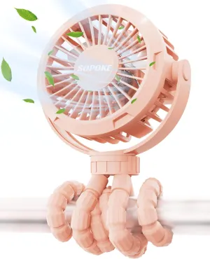 Mini Portable Baby Stroller Fan,3 Speed Personal Handheld Fan,Battery Operated Rechargeable 360 Flexible Tripod Cooling Fan, Suitable for Car Seat Crib Treadmill Golf Cart Travel(Pink) Mini handheld fan for personal cooling