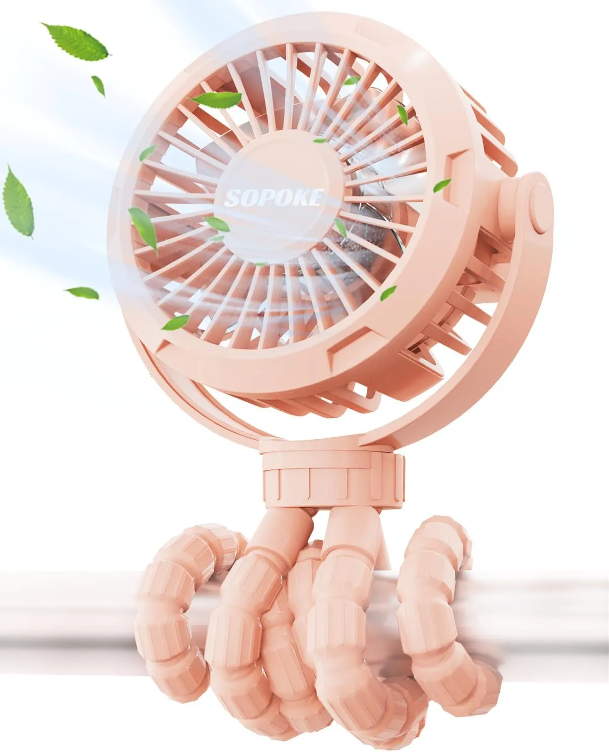 Mini Portable Baby Stroller Fan,3 Speed Personal Handheld Fan,Battery Operated Rechargeable 360 Flexible Tripod Cooling Fan, Suitable for Car Seat Crib Treadmill Golf Cart Travel(Pink) Mini handheld fan for personal cooling
