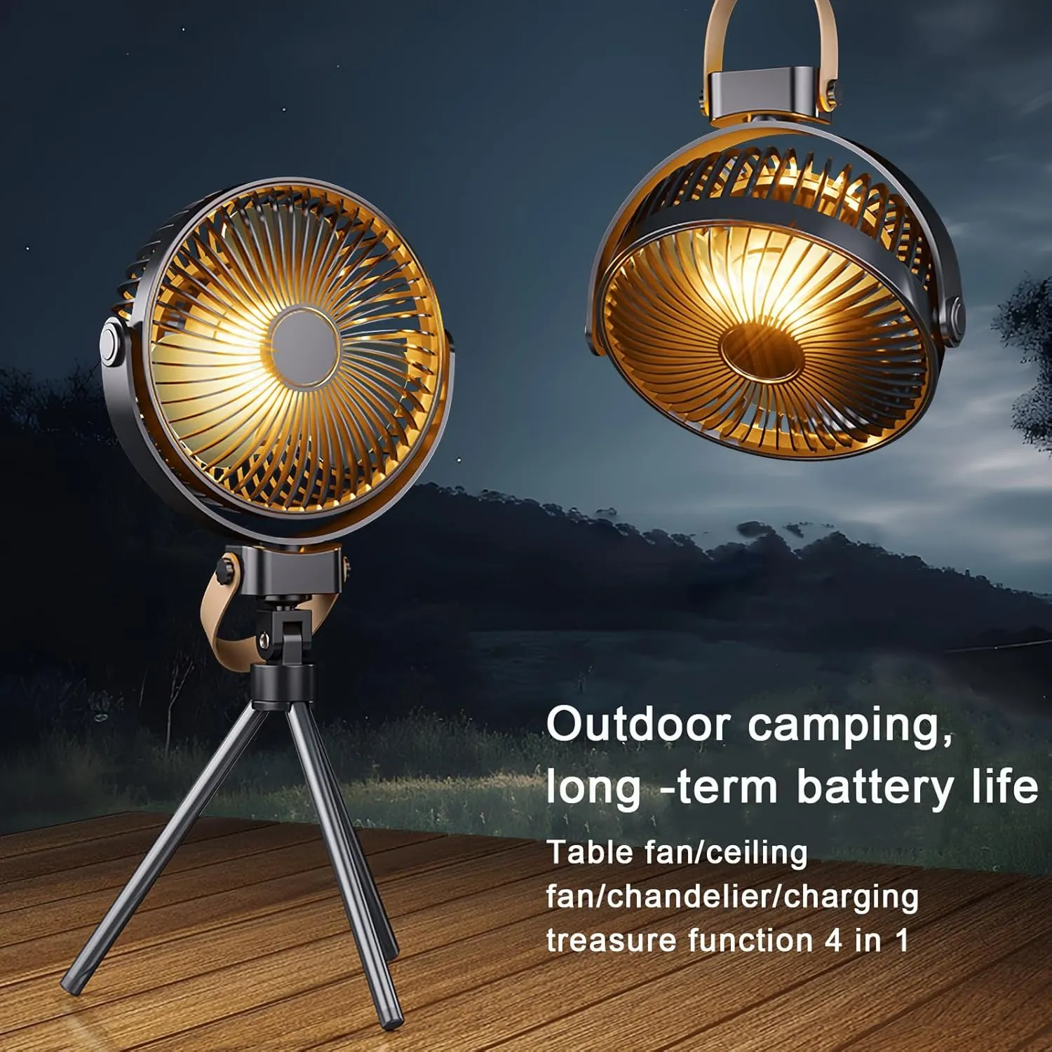 Mini Portable Camping FanBattery Operated Small Powerful USB Desk FanRechargeable fan with LED light and dual charging ports360 Rotate Personal Cooling Fan for Home Office Stroller (White)
