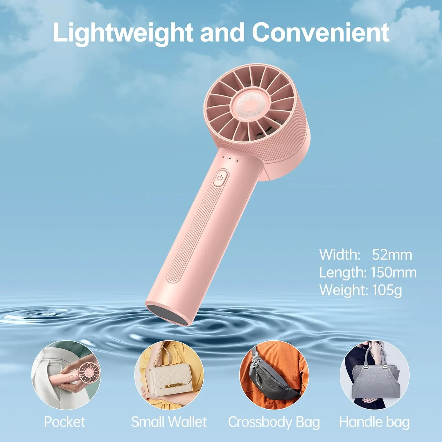 Mini Portable Fan, 3 Adjustable Speeds for Handheld Fan, 2600mAh Battert Capacity with 3-16H Usage Time and Newly Upgraded Motor, Best Gifts for men and Women (Pink)