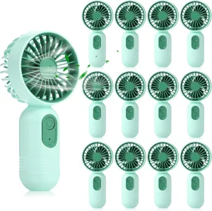 Mini Portable Fan Bulk Cute Handheld Lightweight Small Personal Eyelash Fan 3 Speeds USB Rechargeable Battery Operated for Women Men Outdoor Travel Camping(Green,12 Pcs) Mini handheld fan for personal cooling