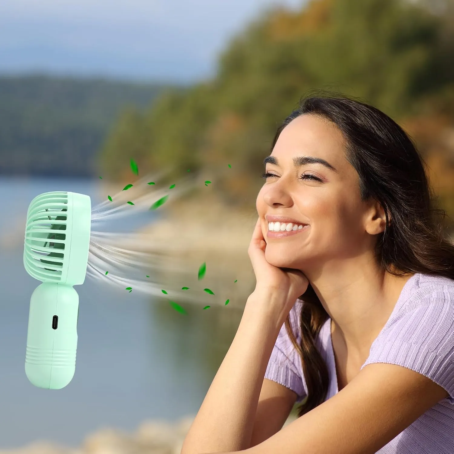 Mini Portable Fan Bulk Cute Handheld Lightweight Small Personal Eyelash Fan 3 Speeds USB Rechargeable Battery Operated for Women Men Outdoor Travel Camping(Green,12 Pcs)