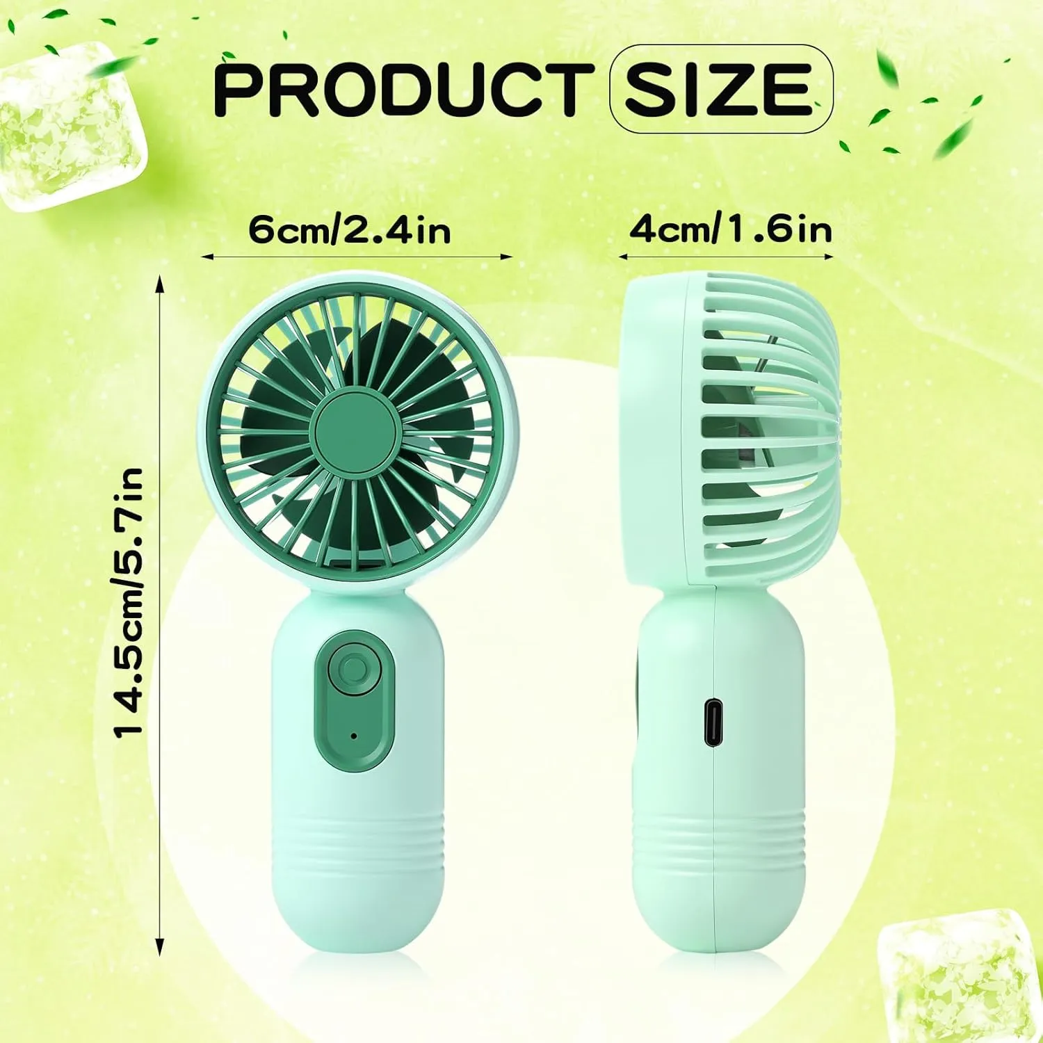 Mini Portable Fan Bulk Cute Handheld Lightweight Small Personal Eyelash Fan 3 Speeds USB Rechargeable Battery Operated for Women Men Outdoor Travel Camping(Green,12 Pcs)