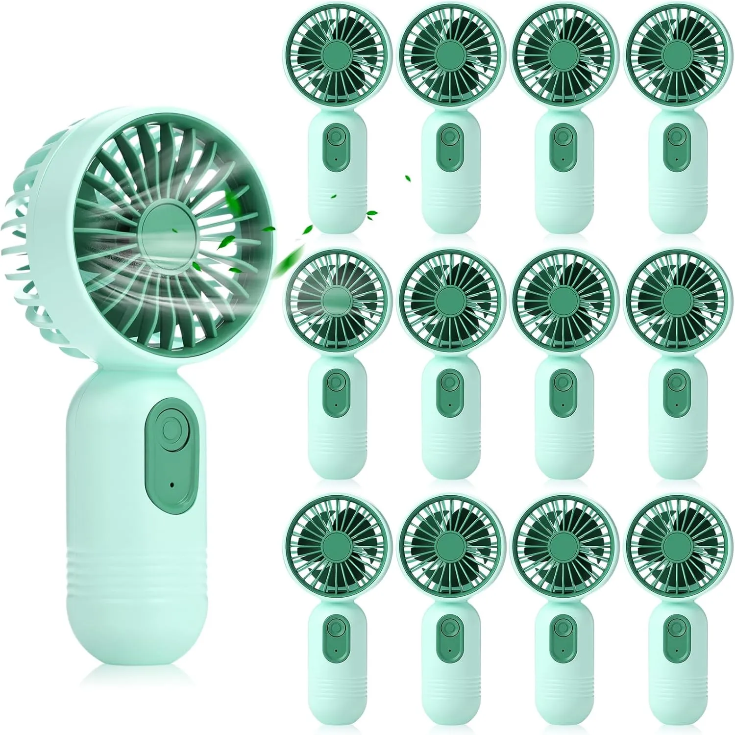 Mini Portable Fan Bulk Cute Handheld Lightweight Small Personal Eyelash Fan 3 Speeds USB Rechargeable Battery Operated for Women Men Outdoor Travel Camping(Green,12 Pcs) Mini handheld fan for personal cooling