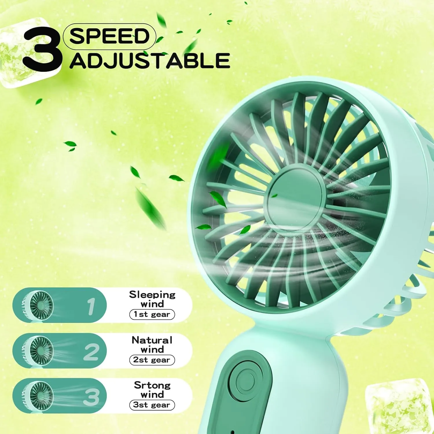 Mini Portable Fan Bulk Cute Handheld Lightweight Small Personal Eyelash Fan 3 Speeds USB Rechargeable Battery Operated for Women Men Outdoor Travel Camping(Green,12 Pcs)