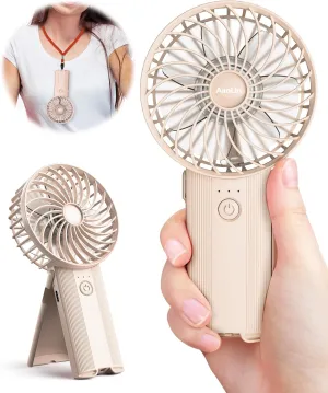 Mini Portable Folding Handheld Fans USB Rechargeable Personal Fan Neck Desktop 4-speed 3-in-1 Silent Handheld small Fan 6-15 hours battery life Suitable for summer travel Camping Outdoor Kids Gift Neck fan for hands-free comfort