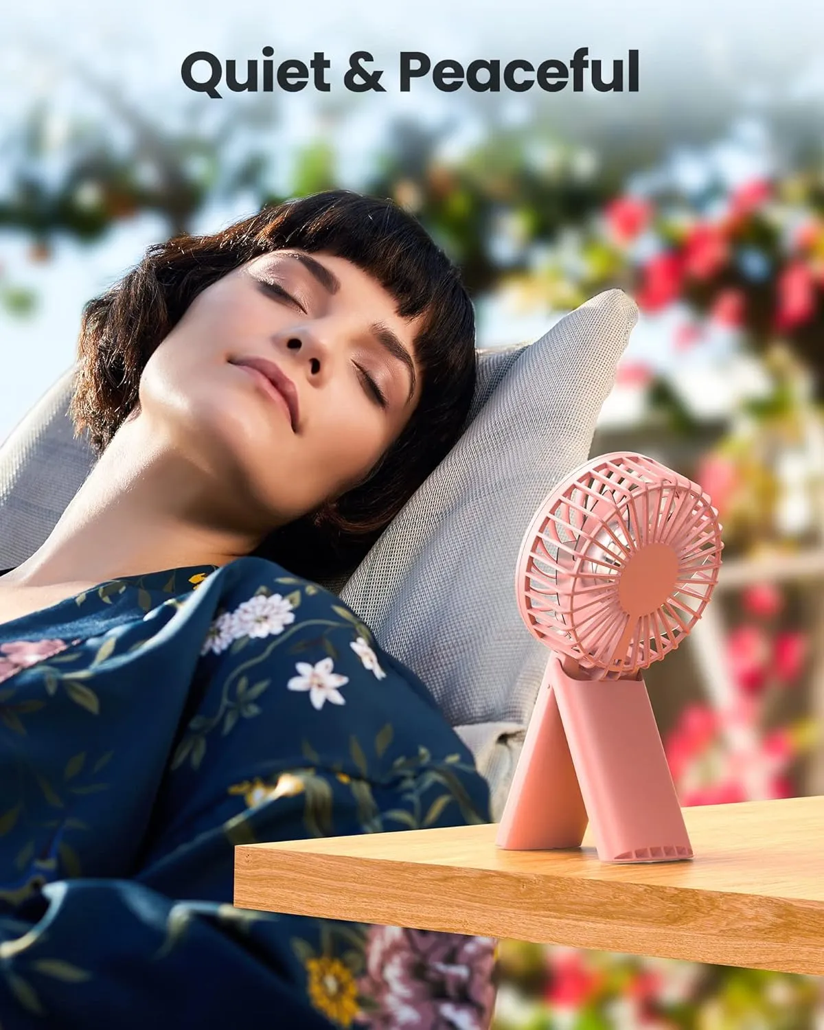 Mini Portable Folding Handheld Fans USB Rechargeable Personal Fan Neck Desktop 4-speed 3-in-1 Silent Handheld small Fan 6-15 hours battery life Suitable for summer travel Camping Outdoor Kids Gift