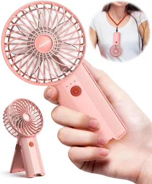 Mini Portable Folding Handheld Fans USB Rechargeable Personal Fan Neck Desktop 4-speed 3-in-1 Silent Handheld small Fan 6-15 hours battery life Suitable for summer travel Camping Outdoor Kids Gift Neck fan for hands-free comfort