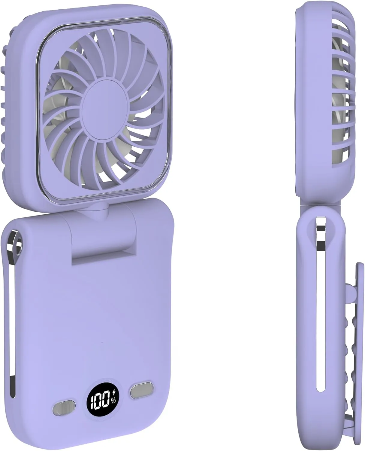 Mini Portable Handheld Clip On Rechargeable Personal Hand Fan with LED Display, Pocket Battery Operated 100 Speeds Adjustable Small Fan for Travel/Outdoor/Concerts/Lash/Makeup/Gift (purple) Mini handheld fan for personal cooling