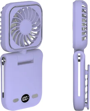 Mini Portable Handheld Clip On Rechargeable Personal Hand Fan with LED Display, Pocket Battery Operated 100 Speeds Adjustable Small Fan for Travel/Outdoor/Concerts/Lash/Makeup/Gift (purple) Mini handheld fan for personal cooling