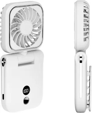 Mini Portable Handheld Clip On Rechargeable Personal Hand Fan with LED Display, Pocket Battery Operated 100 Speeds Adjustable Small Fan for Travel/Outdoor/Concerts/Lash/Makeup/Gift(white) Mini handheld fan for personal cooling