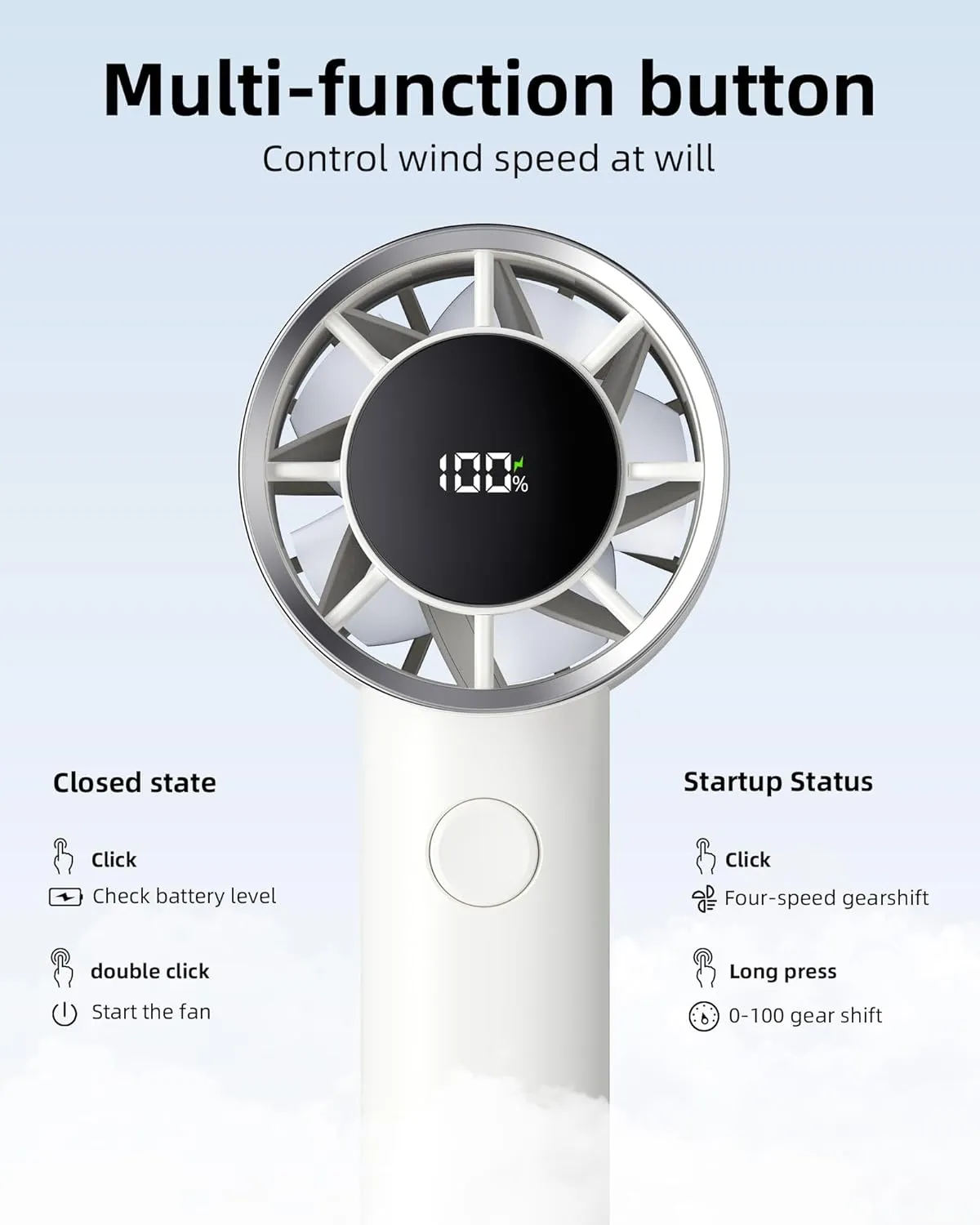 Mini Portable Handheld Fan,100 Speeds Adjustable Turbo Fans,Digital Display,30000 RPM,Up to 10H Use Time,USB Personal Fans,Rechargeable Fan Women,Gift for Gym/Travel/Camping/Outdoor/Indoor/Office