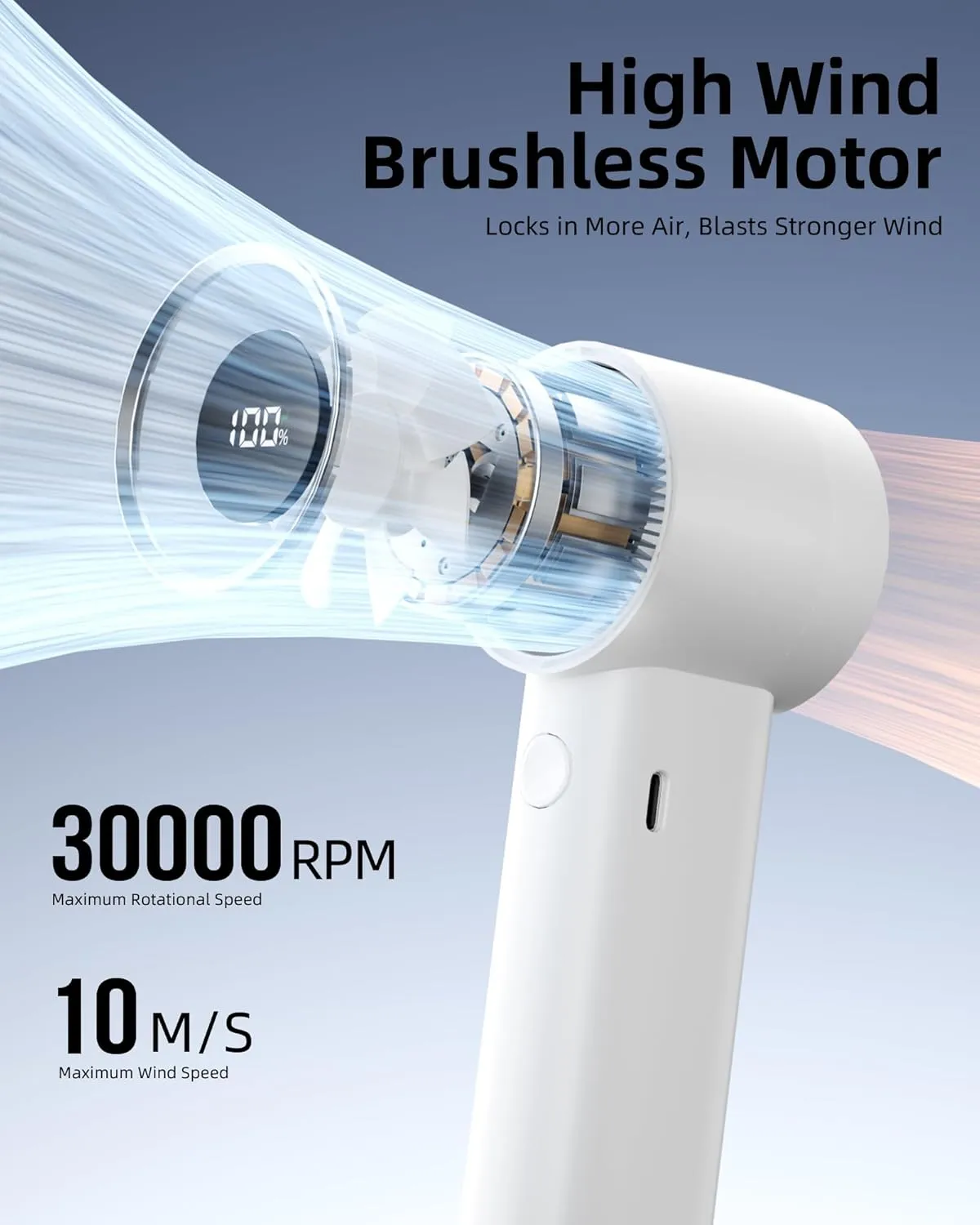 Mini Portable Handheld Fan,100 Speeds Adjustable Turbo Fans,Digital Display,30000 RPM,Up to 10H Use Time,USB Personal Fans,Rechargeable Fan Women,Gift for Gym/Travel/Camping/Outdoor/Indoor/Office