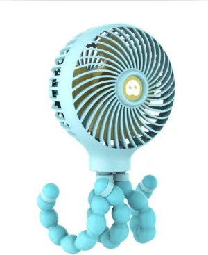 Mini Portable Hanging Octopus Shape Stand Adjustable Handheld USB Charging Fan Cooler-Blue Octopus-shaped decorative fan