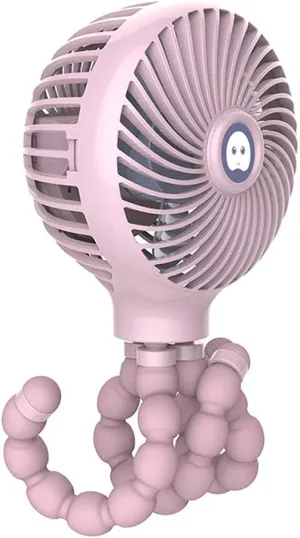 Mini Portable Hanging Octopus Shape Stand Adjustable Handheld USB Charging Fan Cooler-Pink Octopus-shaped decorative fan