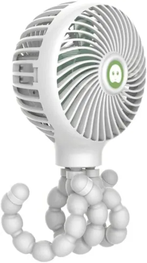 Mini Portable Hanging Octopus Shape Stand Adjustable Handheld USB Charging Fan Cooler-White Octopus-shaped decorative fan