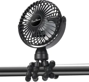 Mini Portable Stroller Fan Battery Operated and USB Rechargeable,360Rotation Ultra Quiet Personal fan for office, bedroom or chilling outside 360-degree rotating fan for home use