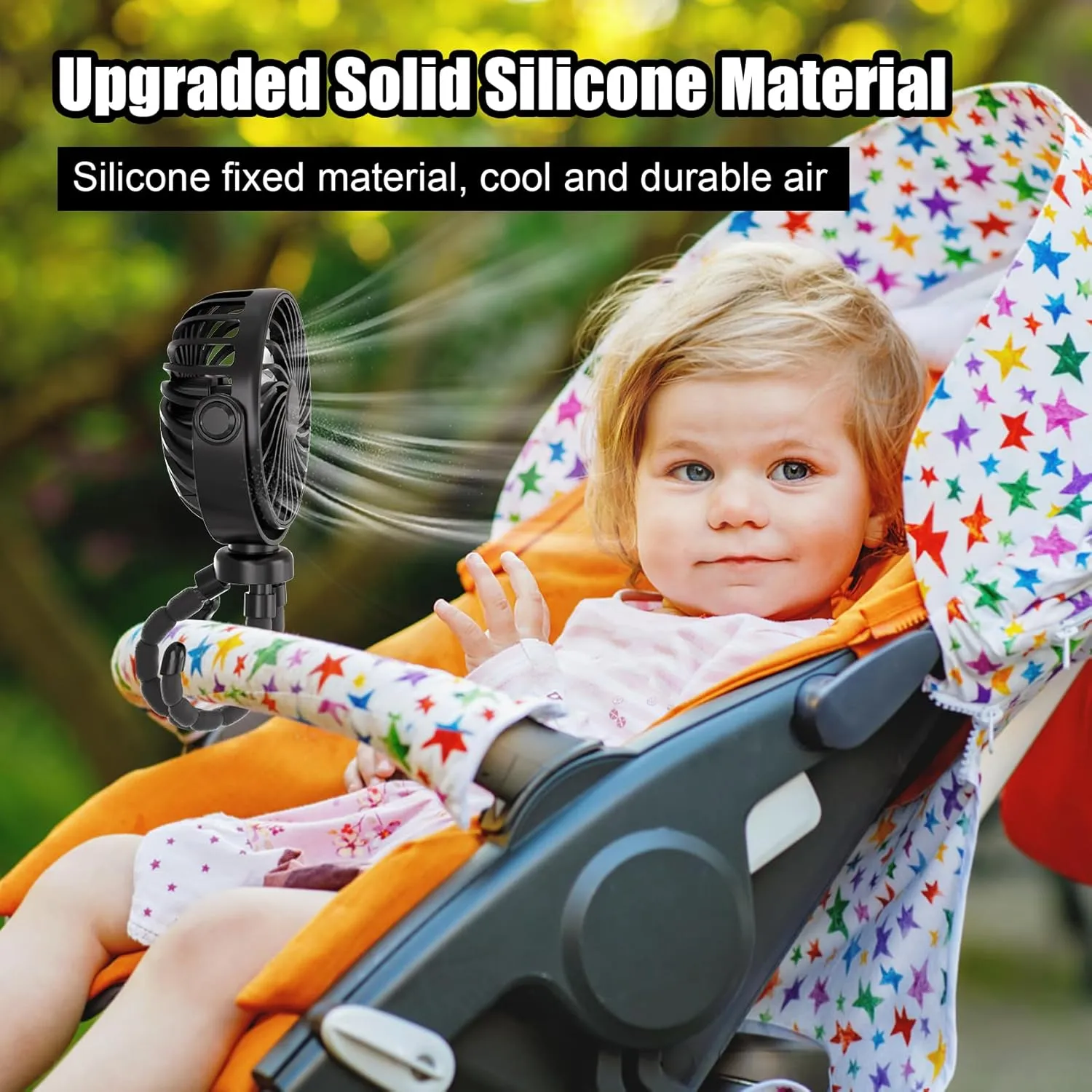 Mini Portable Stroller Fan, Battery Powered Clip On, Detachable 3 Speed 360 Rotating Flexible Handheld Tripod Fan for Car Seat Crib Treadmill Travel, Black