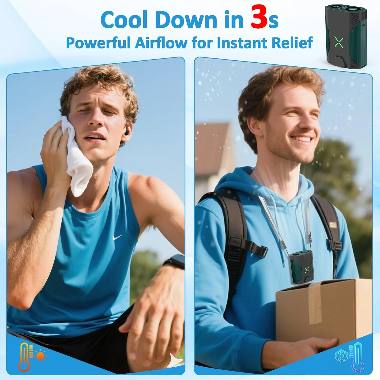 Mini Portable Waist Fan - 1-100 Speeds 36000RPM Strong Airflow, 4500mAh Battery Powered, Max 16H Cooling, Mini Waist/Neck/Handheld Fan for Outdoor Jobsite Camping Travel (Green)