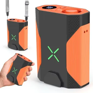 Mini Portable Waist Fan - 1-100 Speeds 36000RPM Strong Airflow, 4500mAh Battery Powered, Max 16H Cooling, Mini Waist/Neck/Handheld Fan for Outdoor Jobsite Camping Travel (Orange) Waist-mounted portable fan for outdoor use