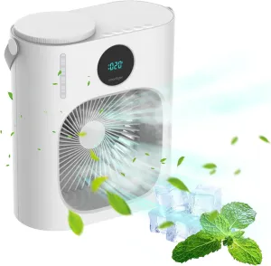 Mini Refrigeration Conditioner, Household Small Conditioner, Portable Desktop Water Fan, Mobile Humidifying, 3 Speed, Purification Humidification, Quiet, Suitable for Home, Bedroom, Dorm Office Desktop fan with humidification feature